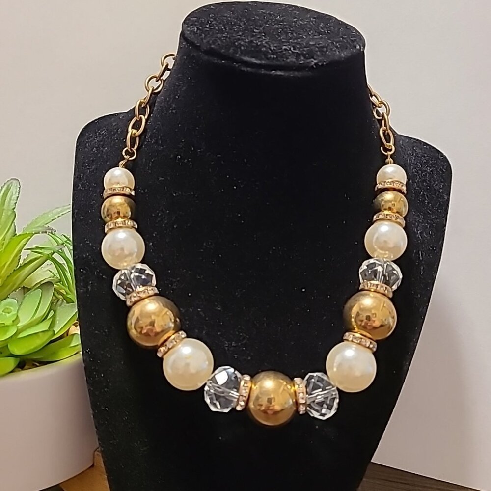 Unbranded Bead‎ & Rhinestone Bib Necklace Ladies Vintage Party Dressy Event